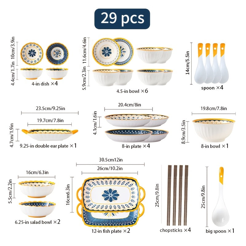 18\u002F29\u002F47pcs, ceramic set, Nordic style, suitable for restaurants, hotels, home kitchens and other occasions, can hold fish, fruits, salads, pasta and other delicacies, suitable for 6 people to use