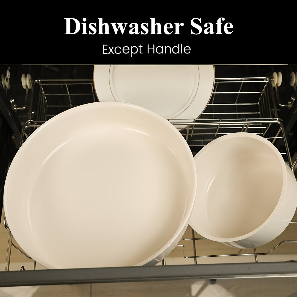 17pcs Versatile Cooking Set: Features a Ceramic Non-Stick Surface, Reduces Storage Needs by 70%, Detachable Handles Suitable for Dishwasher (Handles Excluded), Effortlessly Allows Frying, Stir-Frying, Stewing & Boiling, to Clean And Stylish.