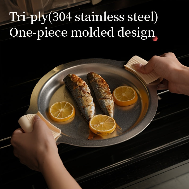 6pcs 304 Stainless Steel Non-Stick Cookware Set, Dual-Purpose Pot & Plate Pots And Pans Set, High Temperature Resistant With Free Heat-Resistant Silicone Gloves & Lid Knob, Non-Abrasive Process, Induction Compatible