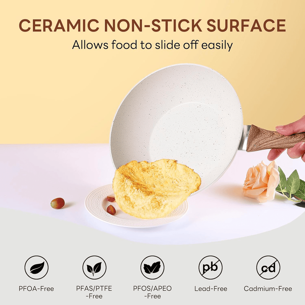 17-Piece Non-Stick Cookware Set with Heat-Resistant Handles and Dishwasher-Safe Lids Perfect for holiday gifting or kitchen use at home, black\u002Fwhite