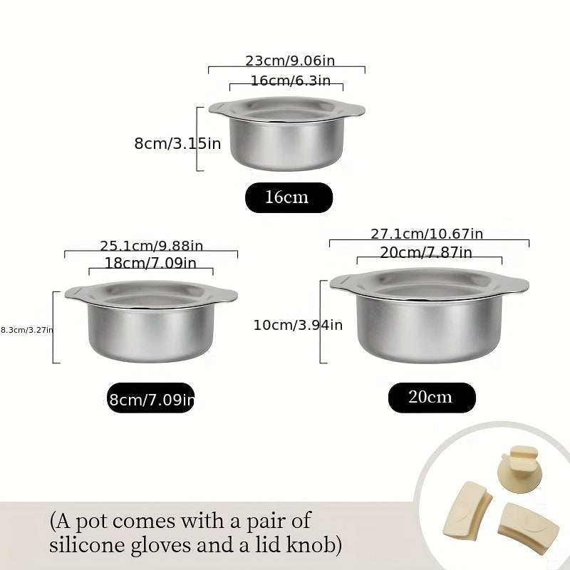 6pcs 304 Stainless Steel Non-Stick Cookware Set, Dual-Purpose Pot & Plate Pots And Pans Set, High Temperature Resistant With Free Heat-Resistant Silicone Gloves & Lid Knob, Non-Abrasive Process, Induction Compatible