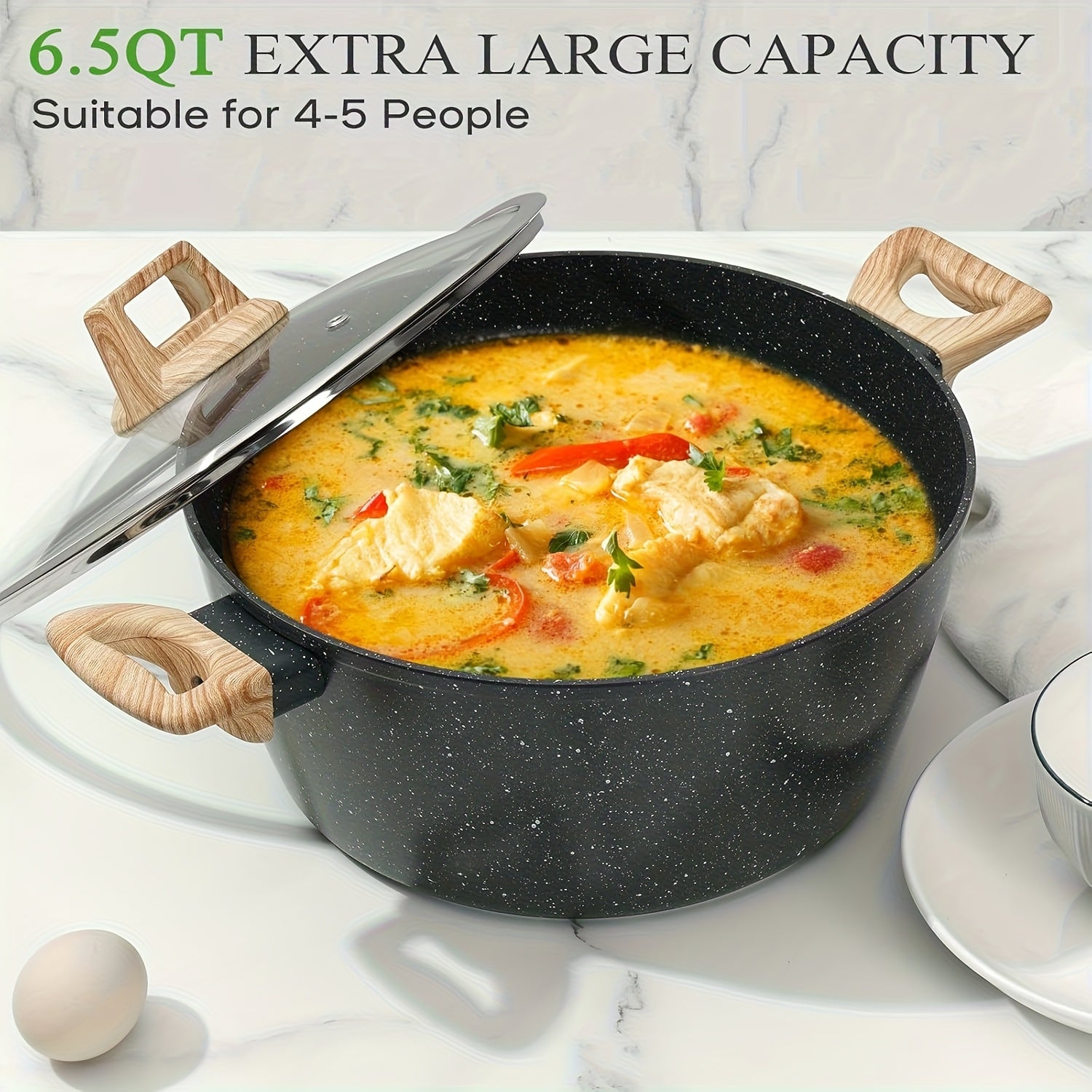 The Latest Style 12pcs Cookware Set, Non-stick Cookware Set, Including Frying Pan, Cooking Pot And Pot Lid, Compatible with All Stoves, High-quality Die-cast Aluminum Sturdy And Durable, Easy to Clean And Durable