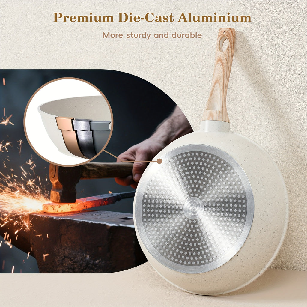 12pcs Non-Stick Cooking Set, Black Granite Induction Cookware, Safe And Healthy Non-Stick Kitchen Cooking Set Including Frying Pans, Saucepans, And Casseroles