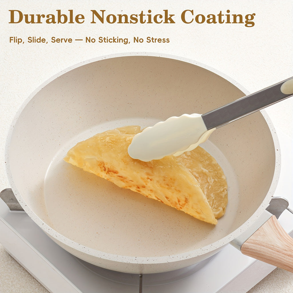 12pcs Non-Stick Cooking Set, Black Granite Induction Cookware, Safe And Healthy Non-Stick Kitchen Cooking Set Including Frying Pans, Saucepans, And Casseroles