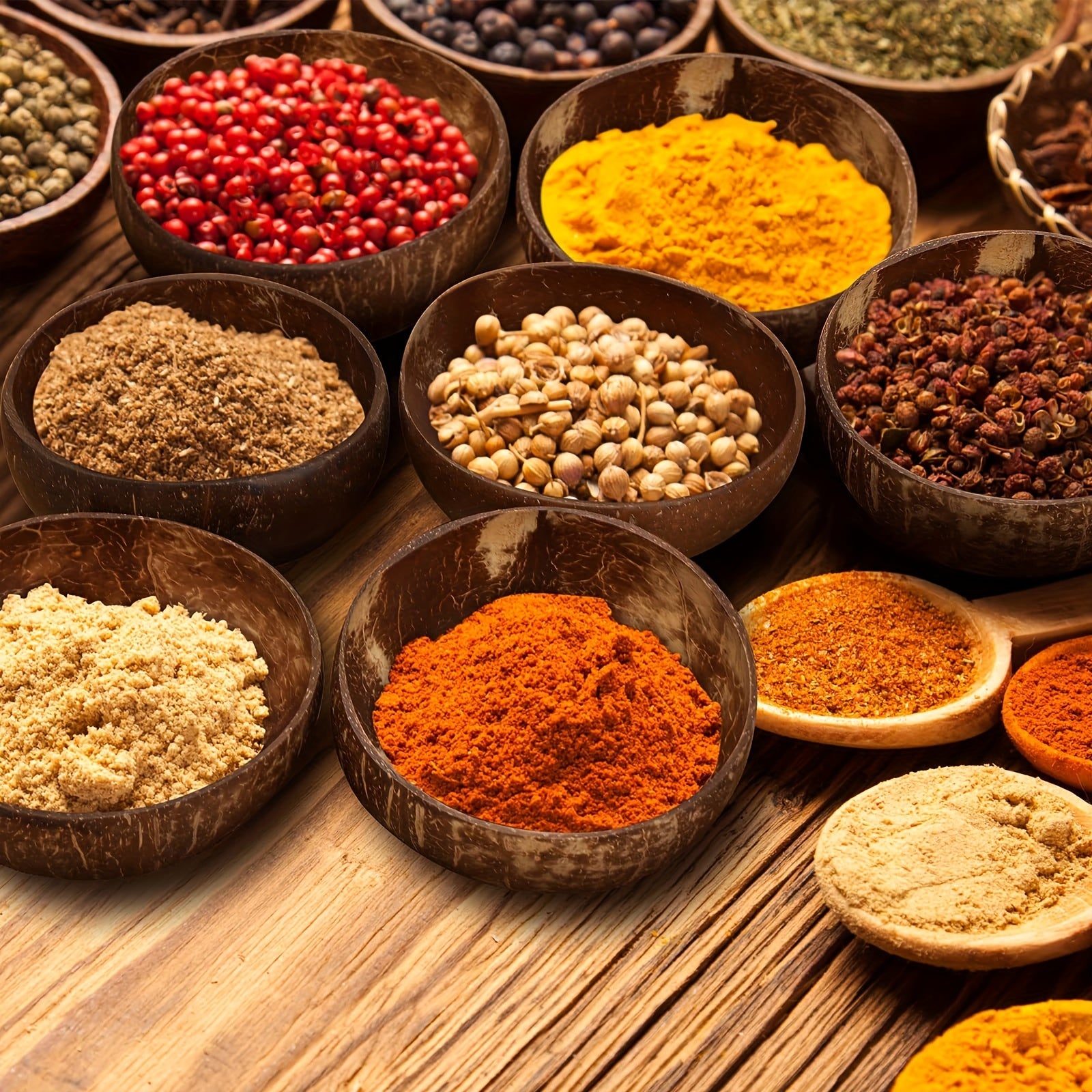 Coconut Shell Bowls Polished Wooden Bowls Natural Smoothie Acai Bowls Salad Bowls for Smoothie, Acai, Fruit, Salad & Yogurt - Perfect Decorative And Serving Bowls, Vegan Gifts Kitchen Decorcc, Rustic Kitchen Decor (3\u002F12pcs, Polished)