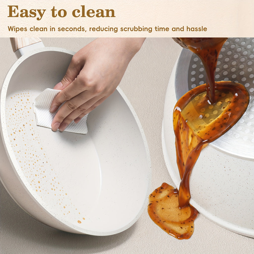 12pcs Non-Stick Cooking Set, Black Granite Induction Cookware, Safe And Healthy Non-Stick Kitchen Cooking Set Including Frying Pans, Saucepans, And Casseroles