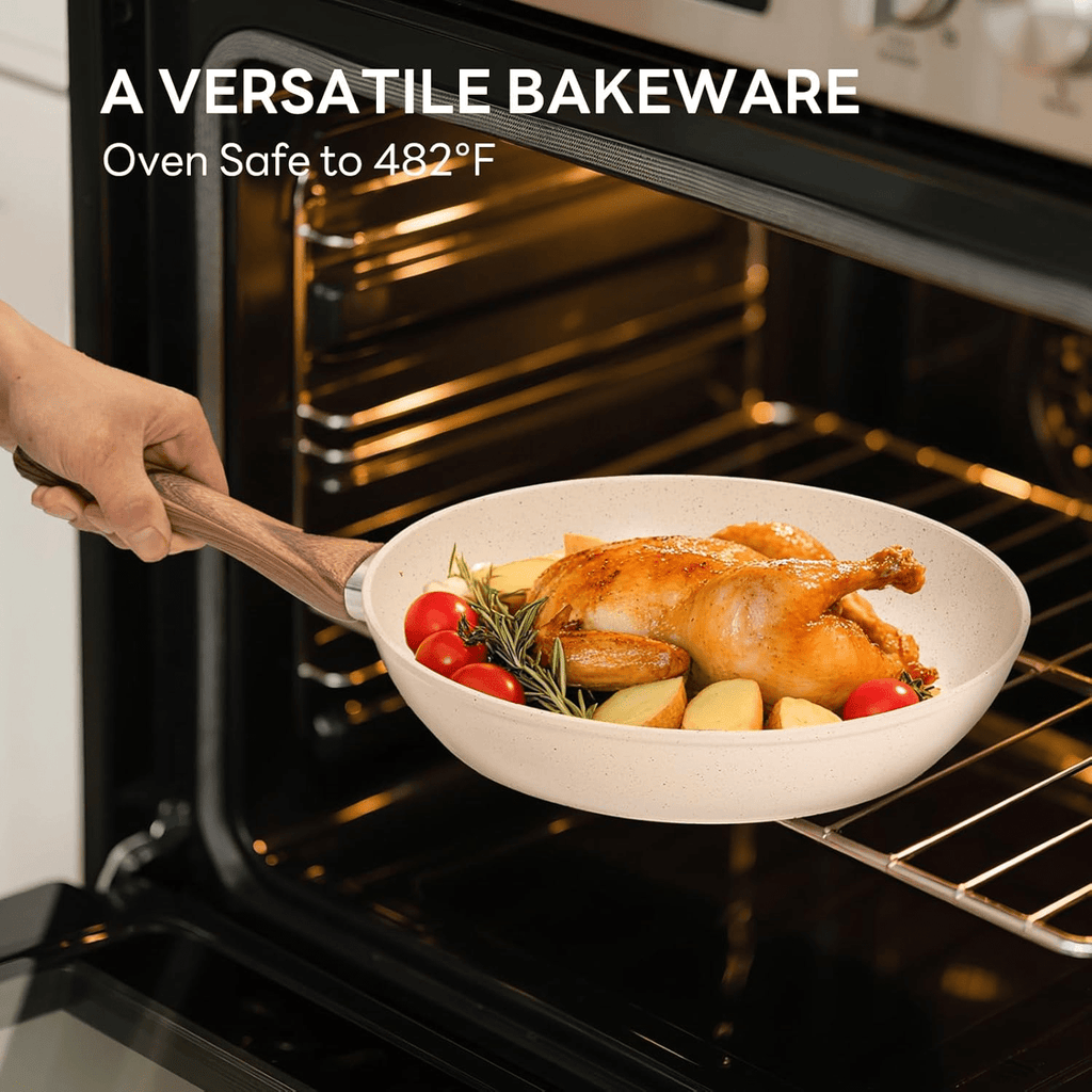 17-Piece Non-Stick Cookware Set with Heat-Resistant Handles and Dishwasher-Safe Lids Perfect for holiday gifting or kitchen use at home, black\u002Fwhite