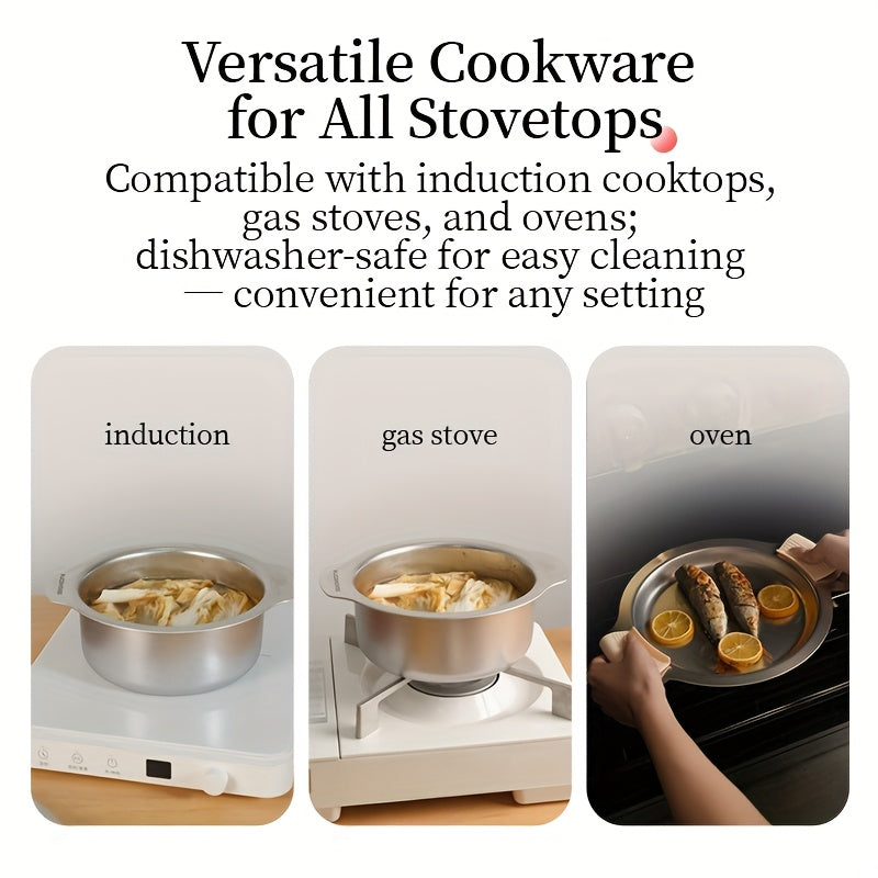 6pcs 304 Stainless Steel Non-Stick Cookware Set, Dual-Purpose Pot & Plate Pots And Pans Set, High Temperature Resistant With Free Heat-Resistant Silicone Gloves & Lid Knob, Non-Abrasive Process, Induction Compatible