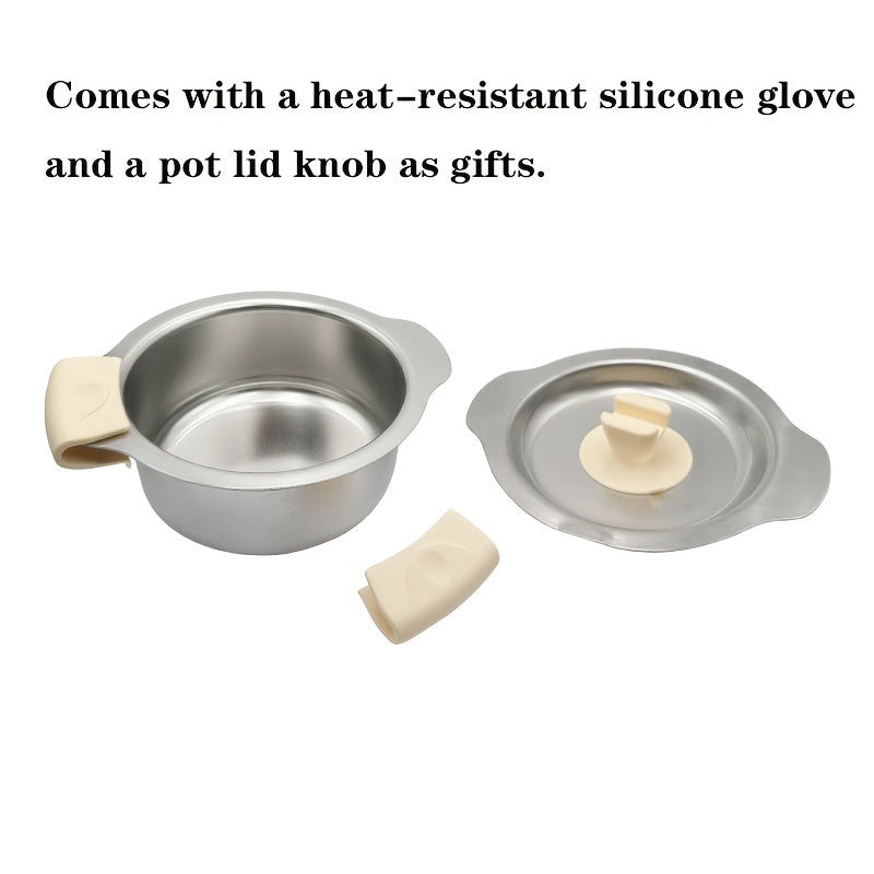 6pcs 304 Stainless Steel Non-Stick Cookware Set, Dual-Purpose Pot & Plate Pots And Pans Set, High Temperature Resistant With Free Heat-Resistant Silicone Gloves & Lid Knob, Non-Abrasive Process, Induction Compatible