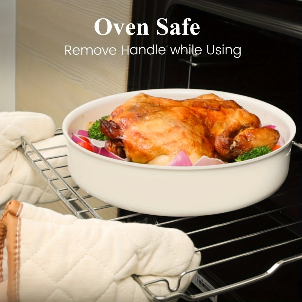 17pcs Versatile Cooking Set: Features a Ceramic Non-Stick Surface, Reduces Storage Needs by 70%, Detachable Handles Suitable for Dishwasher (Handles Excluded), Effortlessly Allows Frying, Stir-Frying, Stewing & Boiling, to Clean And Stylish.