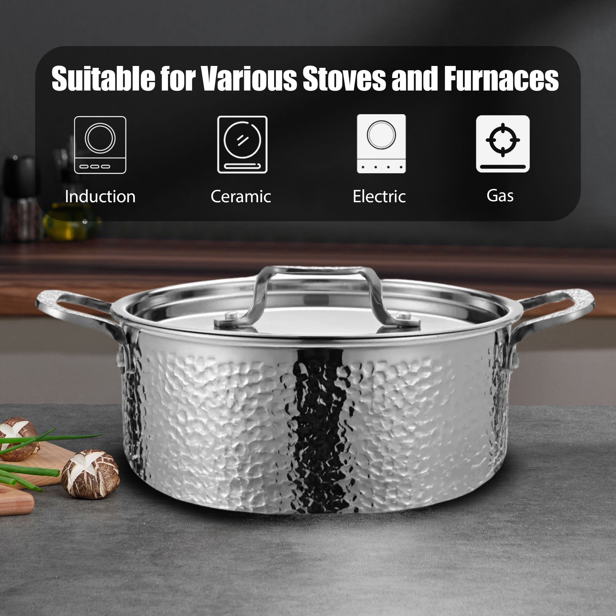 Vivicreate Stainless Steel Cookware Set, 18-Piece Pots . Pans .Dishcloths Set, Kitchen Cookware Set with Stay-Cool Handle, Dishwasher Safe & Compatible with All Stovetops (Gas, Electric & Induction)