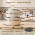 The Latest Style 12pcs Cookware Set, Non-stick Cookware Set, Including Frying Pan, Cooking Pot And Pot Lid, Compatible with All Stoves, High-quality Die-cast Aluminum Sturdy And Durable, Easy to Clean And Durable