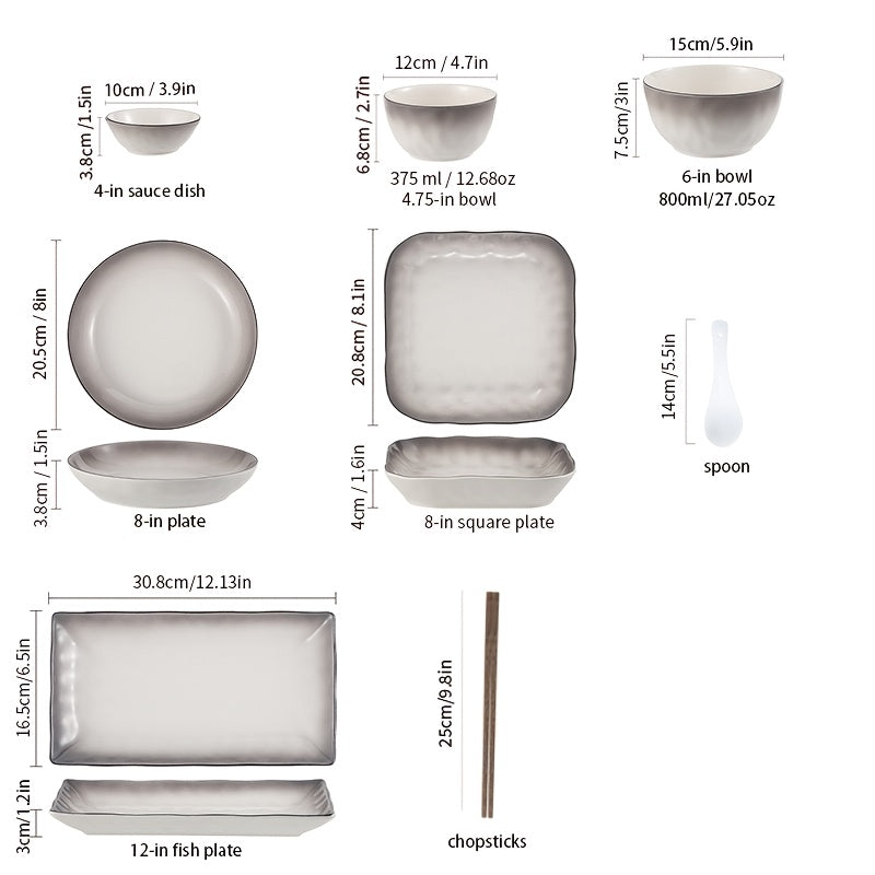 Gradient 16\u002F30pcs Ceramic Tableware Set, Luxurious And High-end, Suitable For Restaurants, Hotels, Holiday Gatherings, Etc. It Can Hold Steaks, Salads, Turkeys, Christmas And New Year Gifts, Suitable For 4\u002F6 People To Use