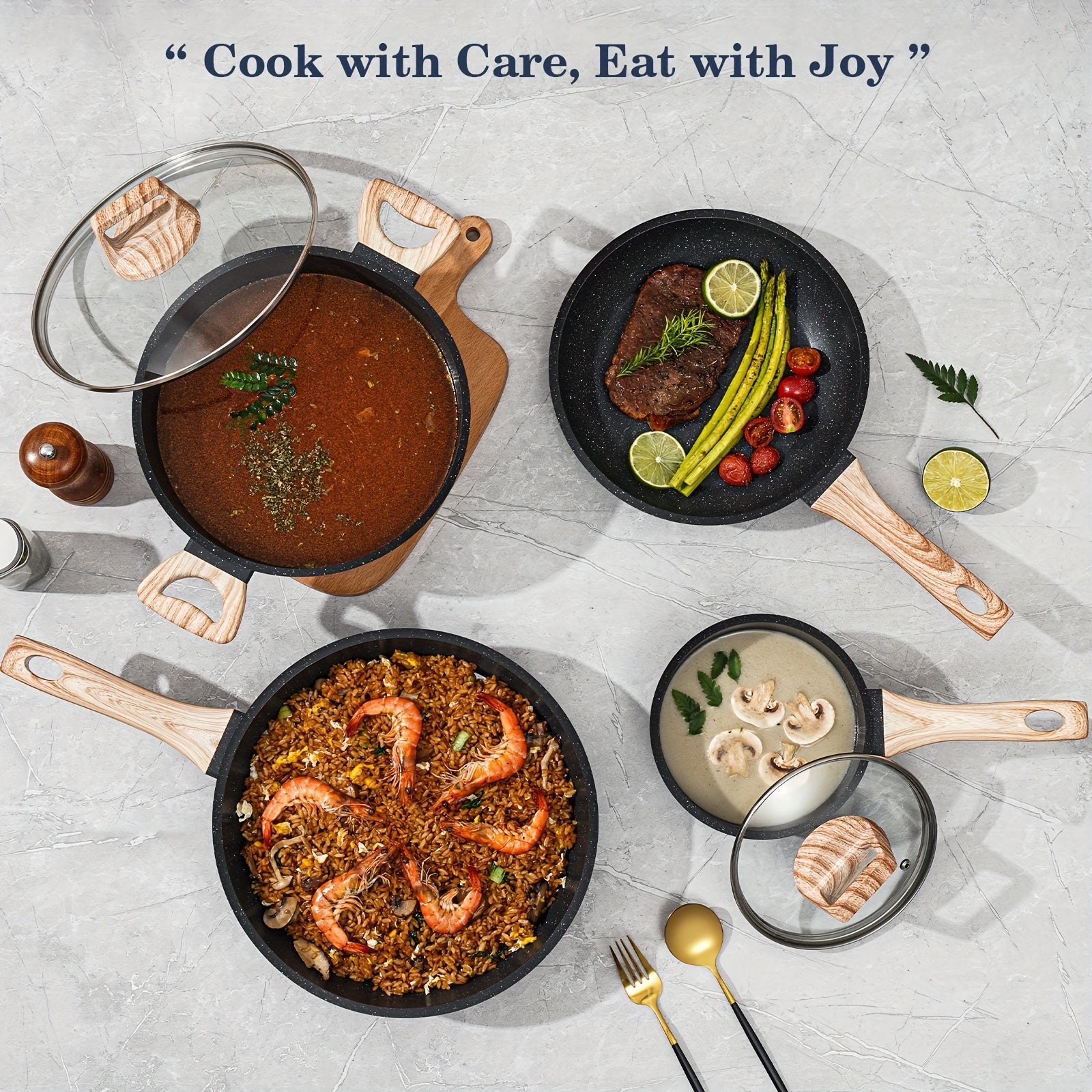 Pan, 12Pot And Pan Set, Non-stick Pan, Kitchen Cookware Set, Non-stick Cooking Set, Including Frying Pan.