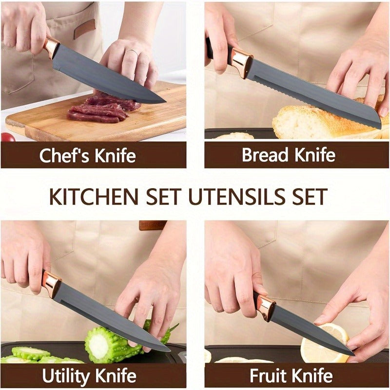 A 29pcs Cookware Collection, Including Silicone Kitchen Tools (With a Stand), Non-Stick Heat-Resistant Pots, Cake Molds, Scissors, And Cutting Boards, Is Perfect for Everyday Cooking in Home Kitchens And Is an Excellent Option for Families And Cooki