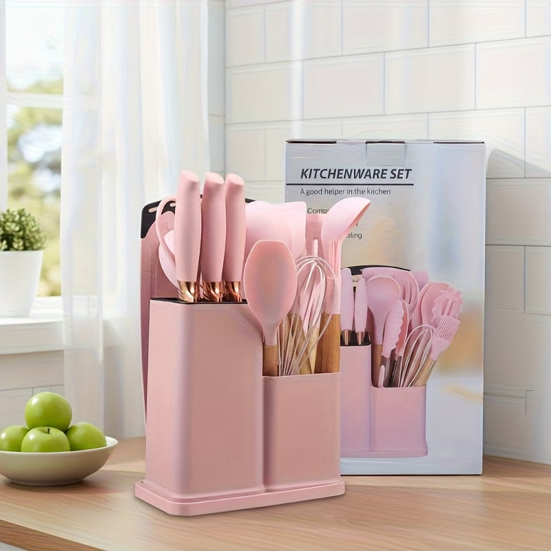 A 29pcs Cookware Collection, Including Silicone Kitchen Tools (With a Stand), Non-Stick Heat-Resistant Pots, Cake Molds, Scissors, And Cutting Boards, Is Perfect for Everyday Cooking in Home Kitchens And Is an Excellent Option for Families And Cooki