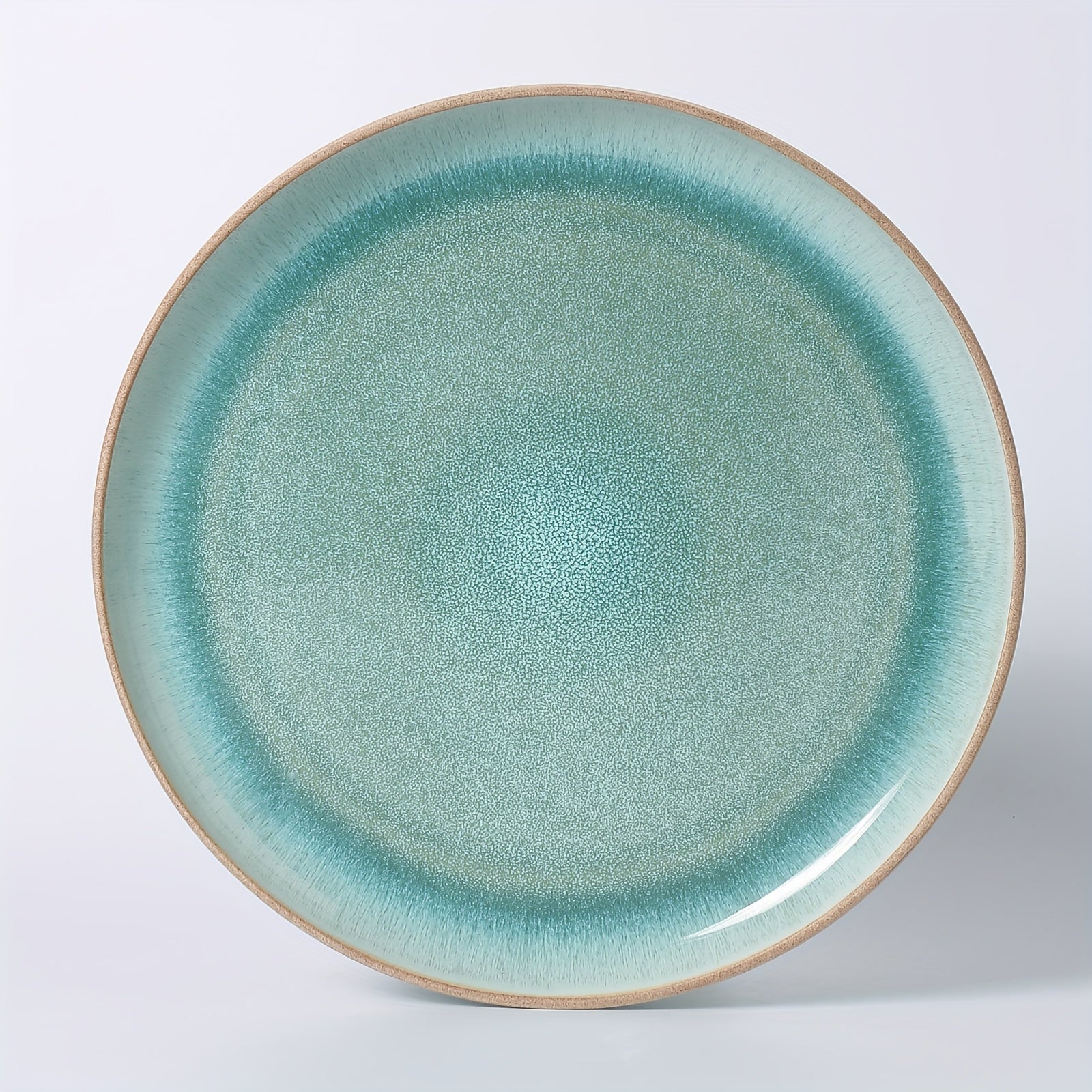 ALOFMO 12pcs Gradient Green Reactive Glaze Ceramic Dinnerware Set, Nordic Style Stoneware With Plates, Salad Plates, Bowls, Serves 4, Anti-Slip & Scratch-Resistant, Stackable For Space Saving, Microwave & Dishwasher Safe, Easy To Clean