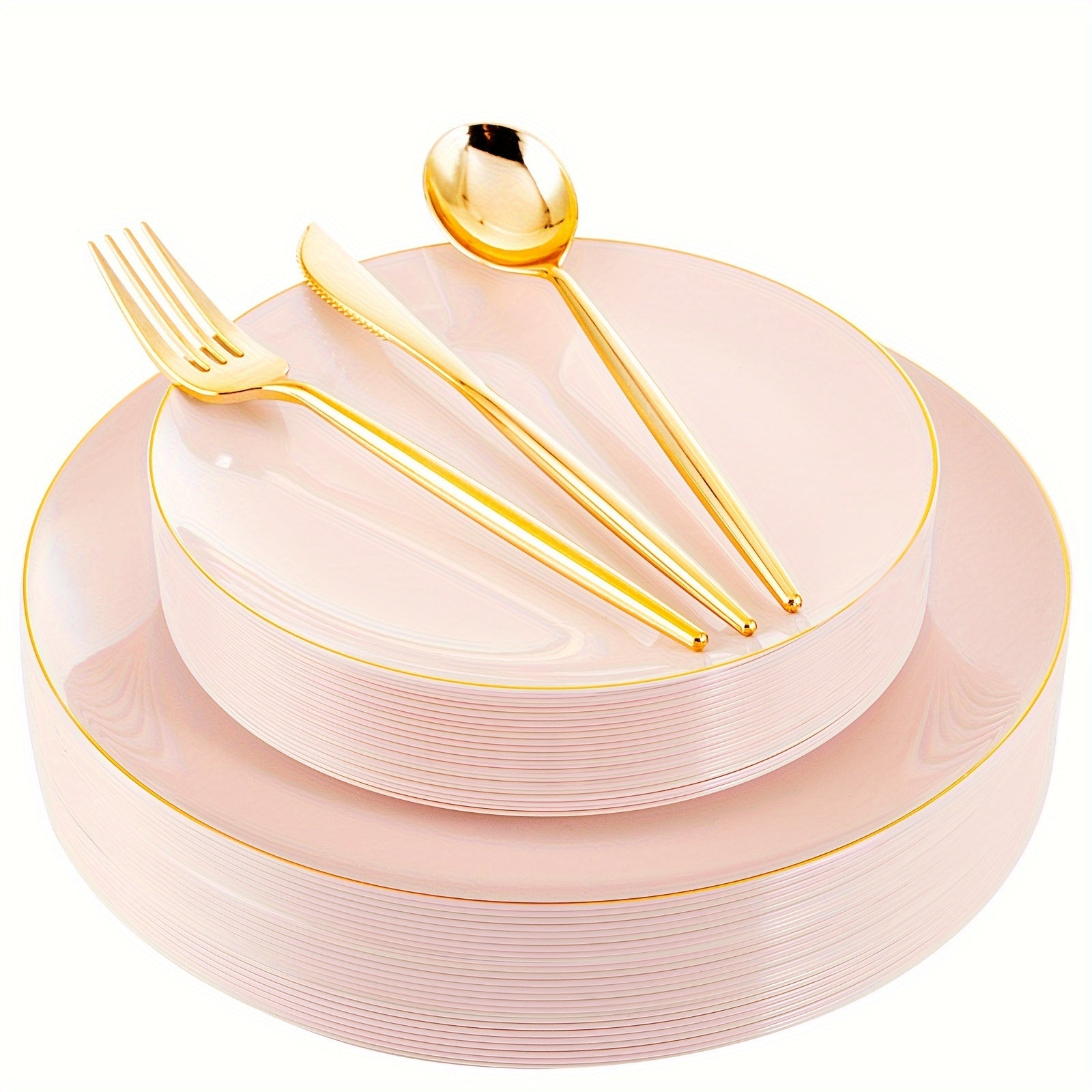 150pcs Golden Plastic Plates Disposable Green Plastic Plates With Golden Rim Disposable Dinnerware: 30 Green Dinner Plates, 30 Dessert Plates, 90pcs Golden Cutlery For Party, Wedding & Mothers Day