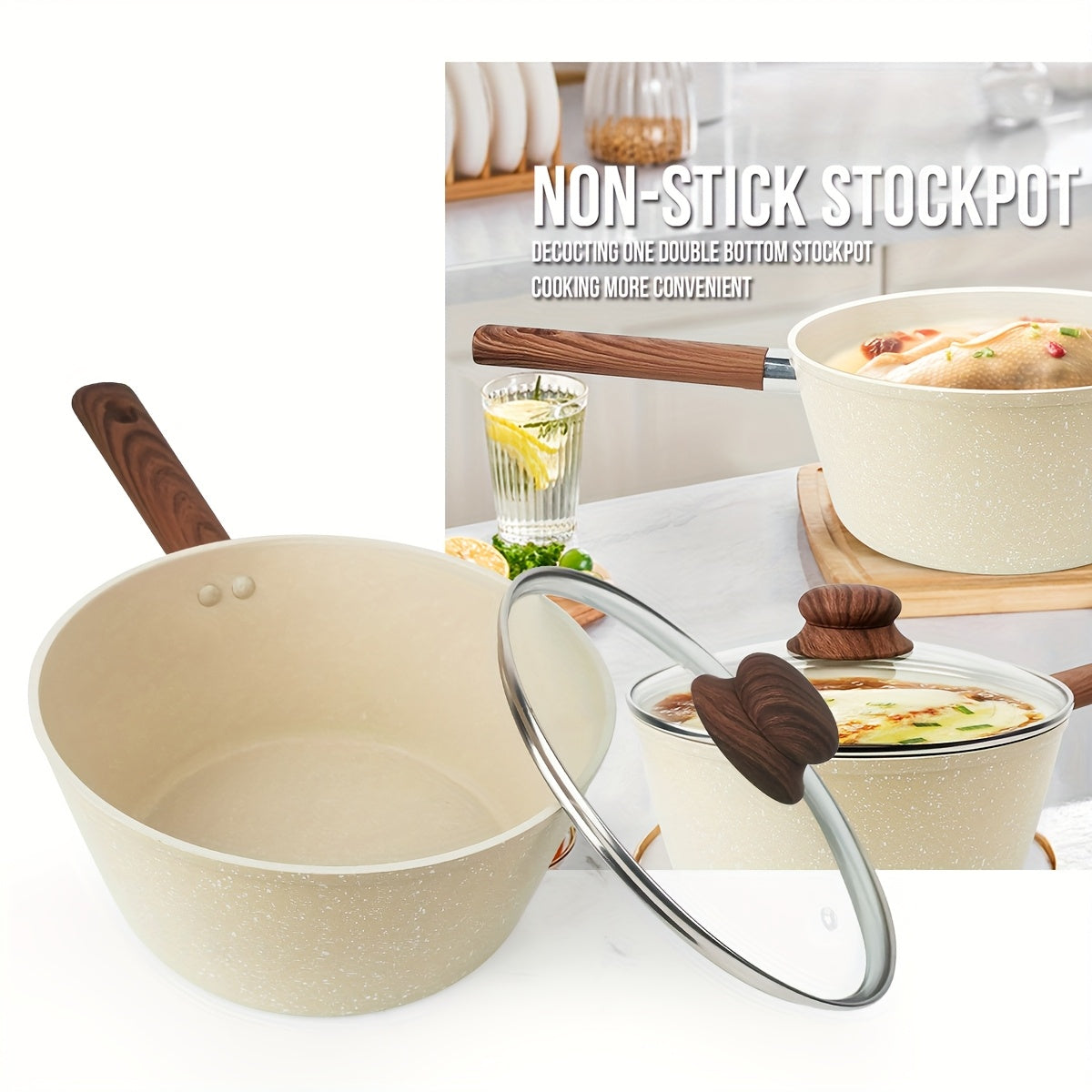 12\u002F15pcs Nonstick Pans Pots Set, Cookware Set with Frying Pan, Saucepan, Cooking Utensils, for Kitchen Home Cannteen Dining Room Use, Gift for Wedding Housewarming, Christmas Gift Box, White